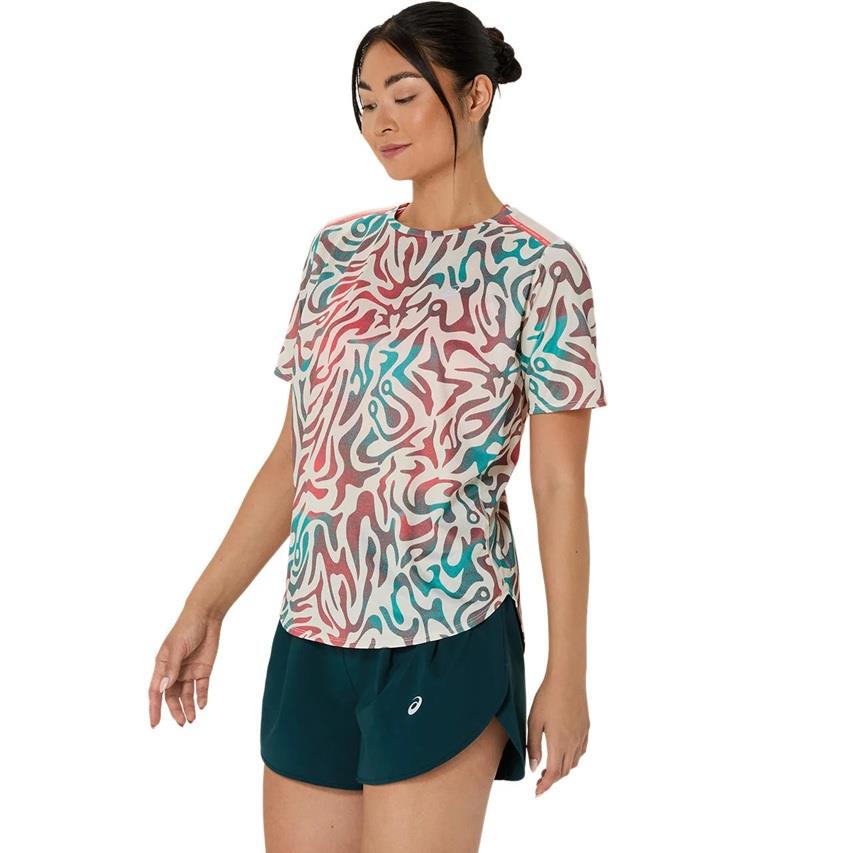 Asics Road All Over Print Ss Top kadın Tişört
