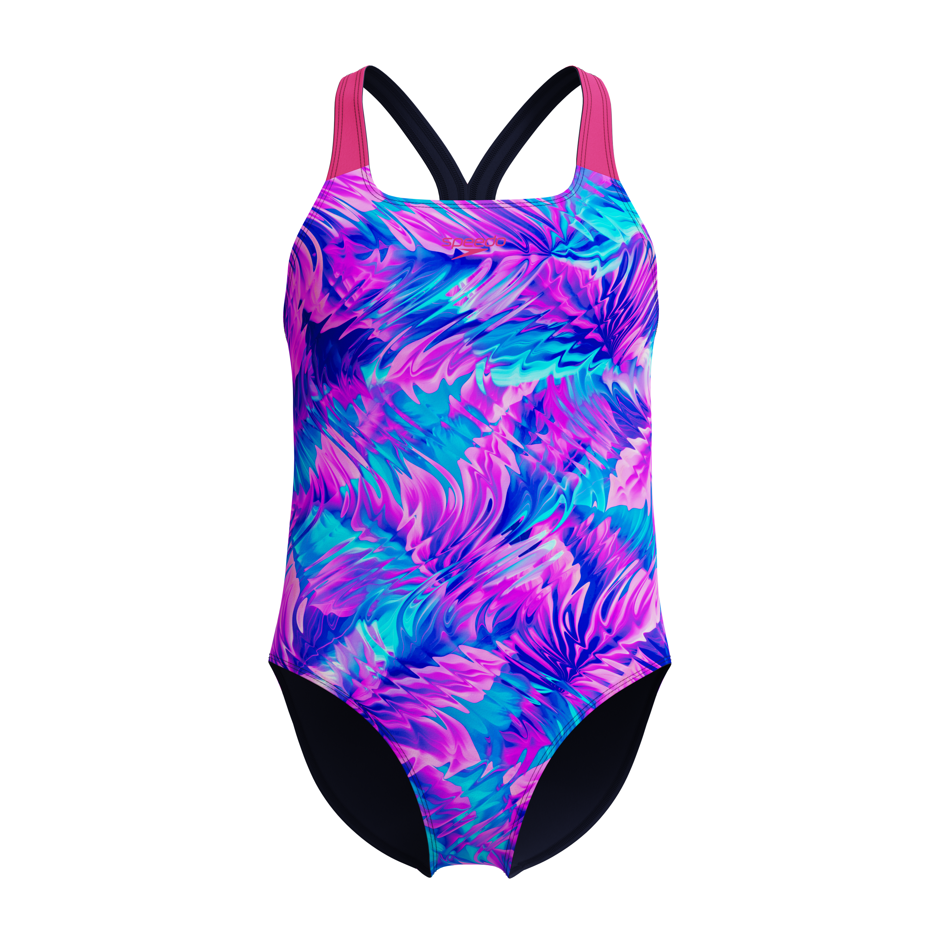 speedo Printed Powerback Kız Çocuk Yüzücü Mayosu
