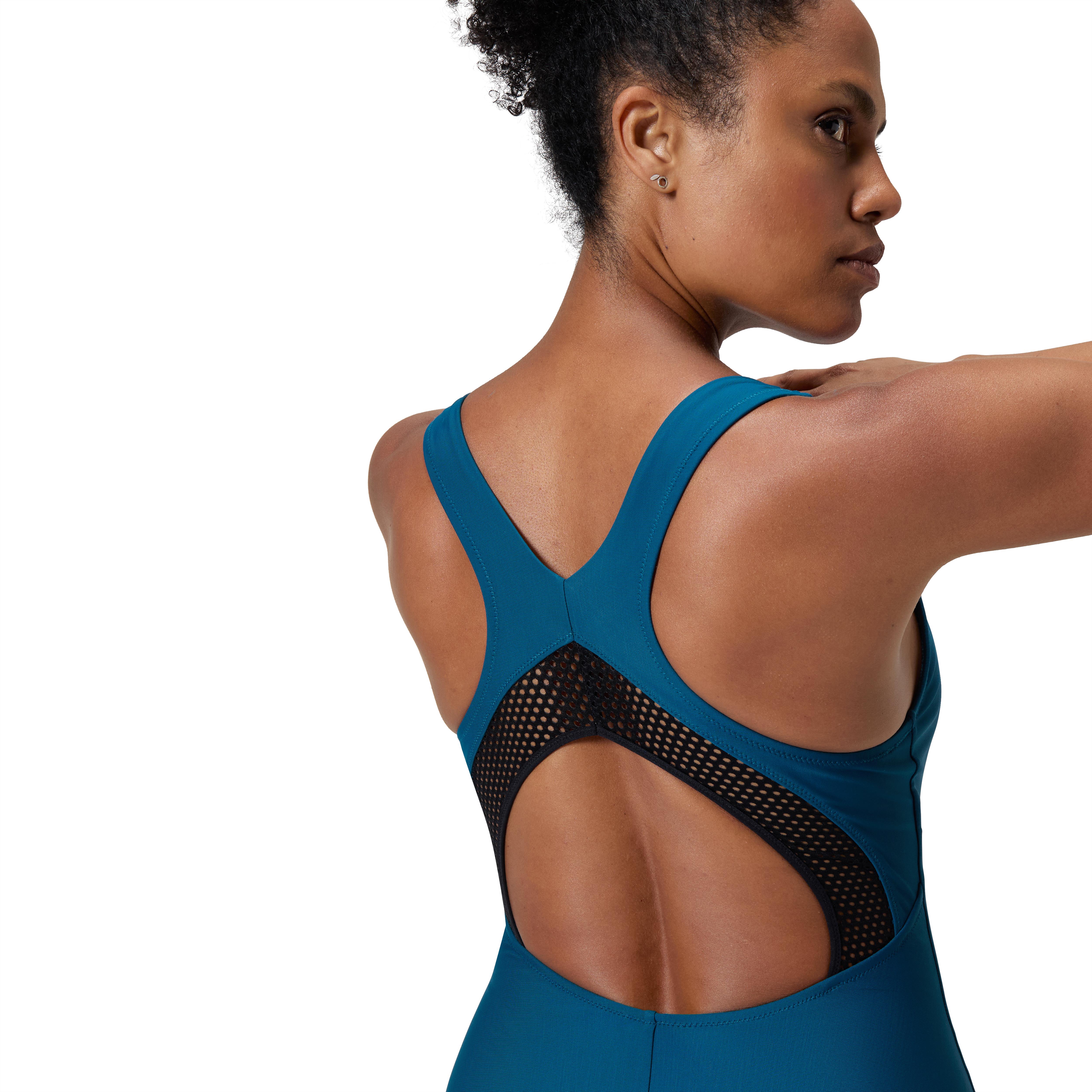 Speedo Solid Scoop Neck Mesh Kadın Yüzücü Mayosu