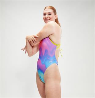 Speedo Allover Digital Tie Back Kadın Mayo