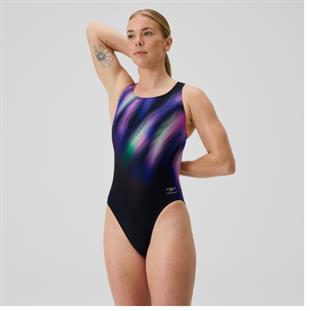 Speedo Printed Powerback Kadın Yüzücü Mayosu