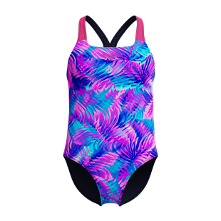 speedo Printed Powerback Kız Çocuk Yüzücü Mayosu