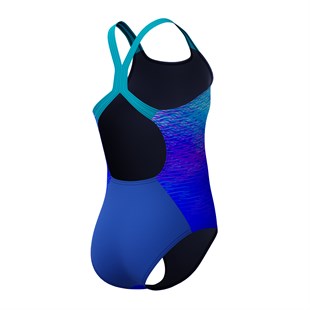 speedo Printed Powerback Kız Çocuk Yüzücü Mayosu