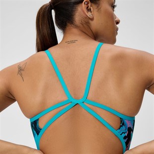 Speedo Printed Web Back Kadın Yüzücü Mayosu