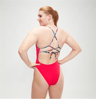 Speedo Solid Lattice Tie-Back Kadın Mayo