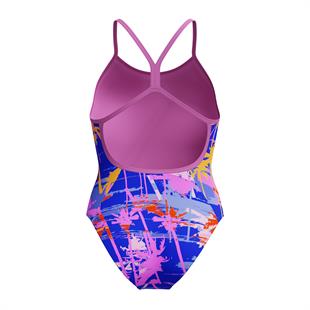 Speedo Training Printed V Back Kız Çocuk Yüzücü Mayosu