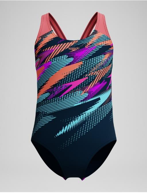 Speedo Digital Placement Splashback Kız Çocuk Mayo