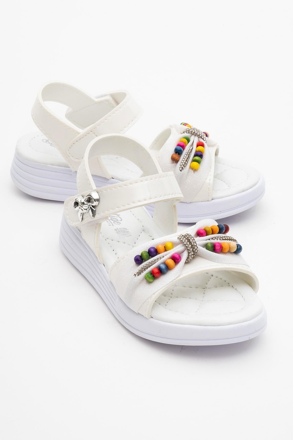 Çapraz Bantlı Çocuk Sandalet 26-30 BEYAZ