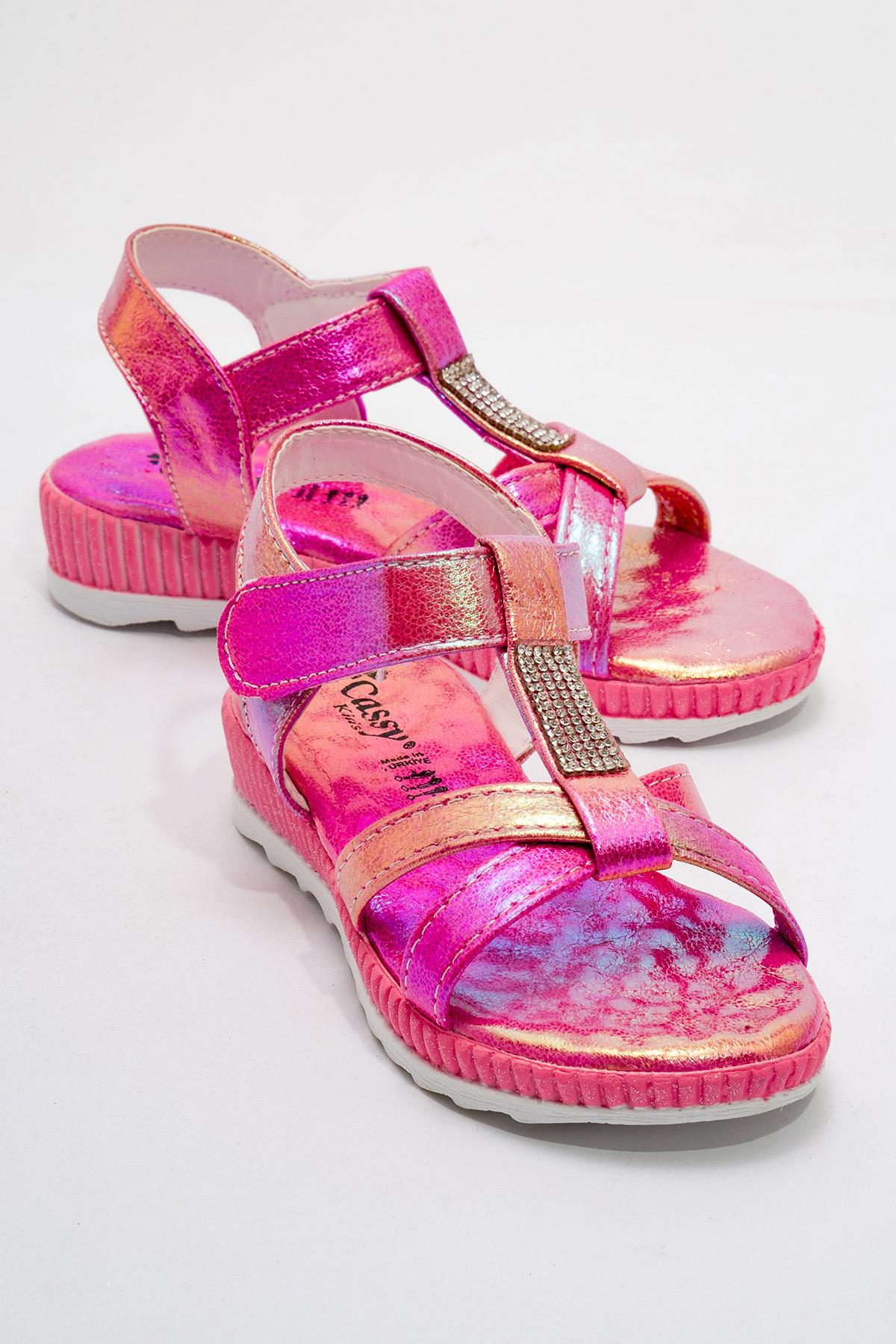 Çocuk Çapraz Lastikli Sandalet 25-29 PEMBE