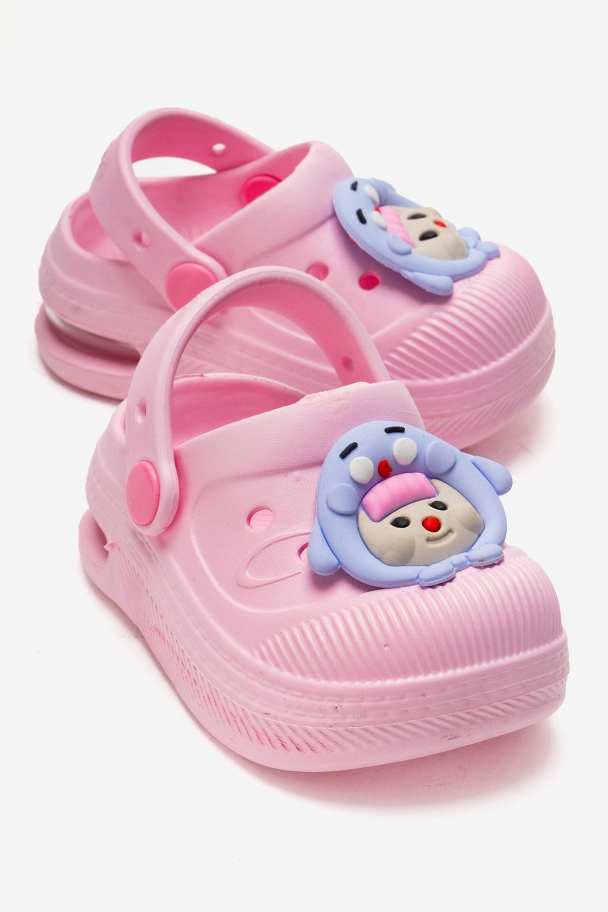 Çocuk Işıklı Emojili Sabo Terlik PEMBE