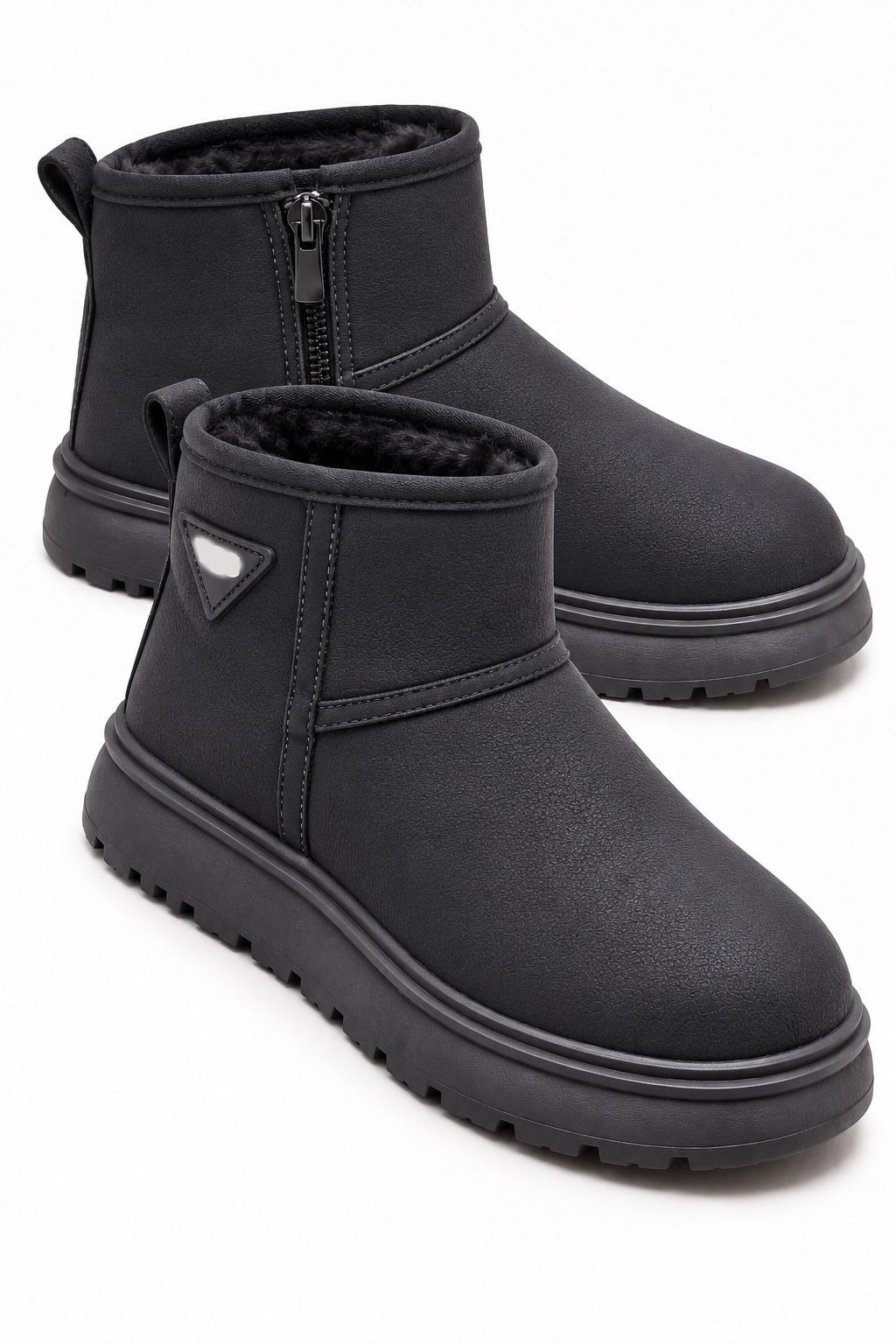 Fermuarlı Düz Mini Çocuk Botu SİYAH ZÜMRÜT
