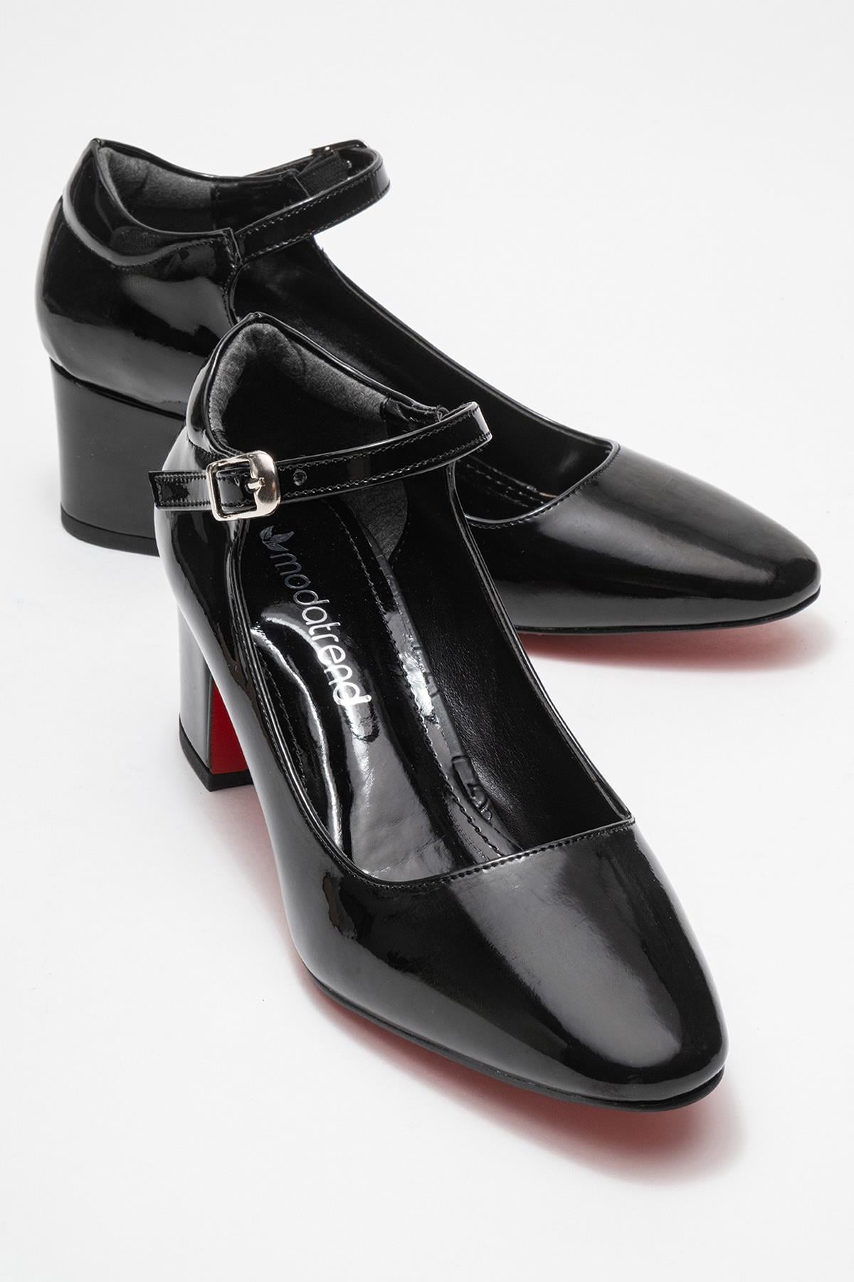 Kadın Biyeli Topuklu Ayakkabı SİYAH RUGAN