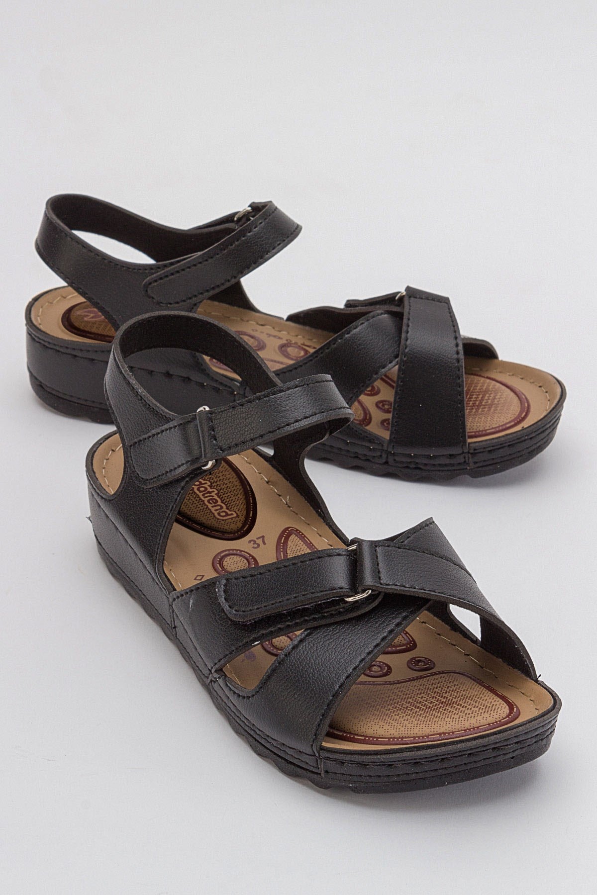 Kadın Cırtlı Sandalet SİYAH