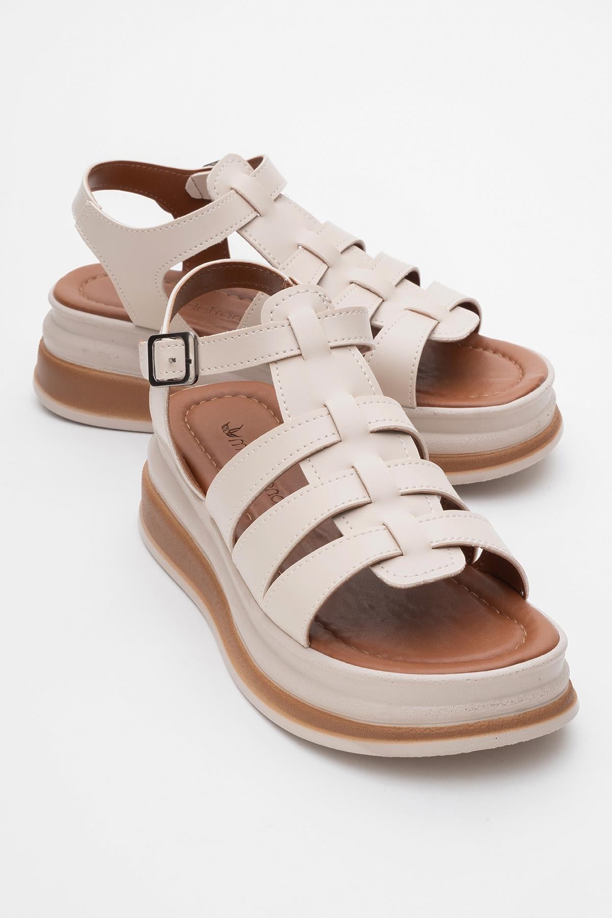 Kadın Geçmeli Sandalet BEJ