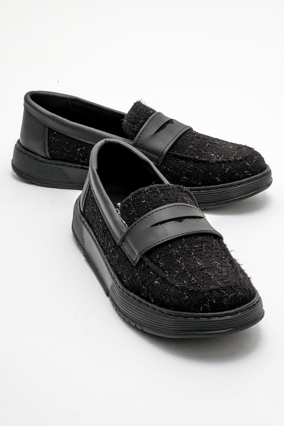 Kadın Leopar Desen Loafer SİYAH