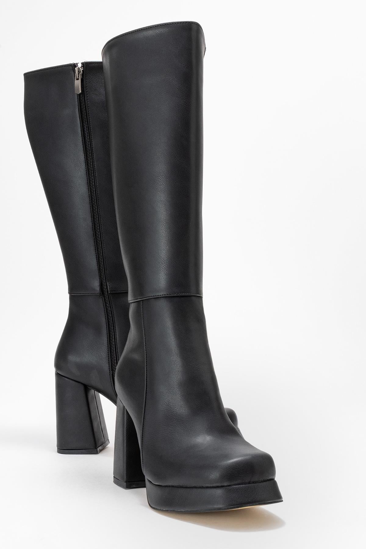 Kadın Platform Taban Çizme SİYAH CİLT