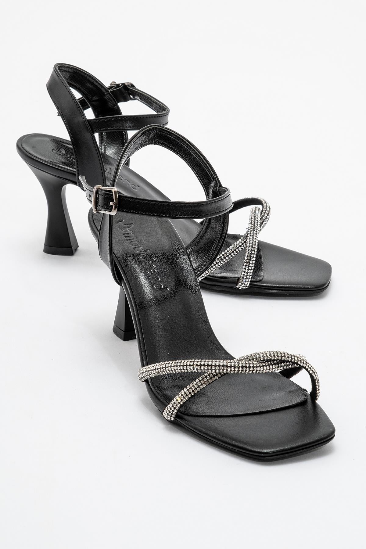 Kadın Sivri Burunlu Stiletto SİYAH GÜMÜŞ