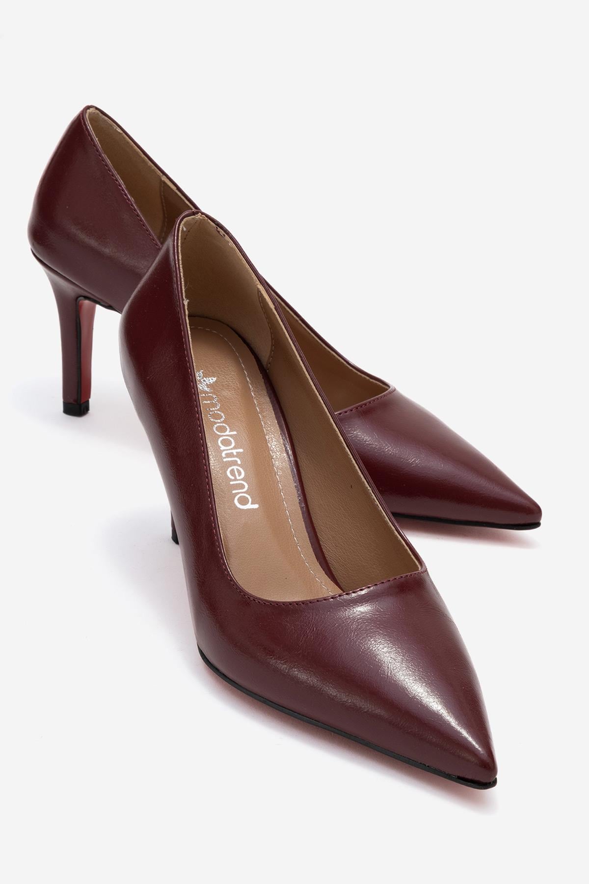 Kadın Stiletto Ayakkabı BORDO KIRIŞIK