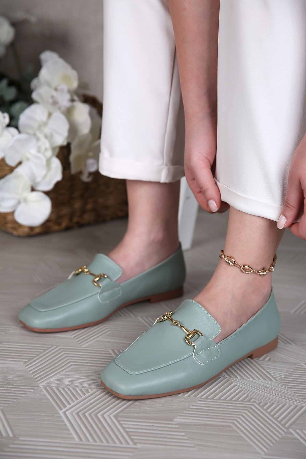 Kadın Tokalı Babet MİNT CİLT