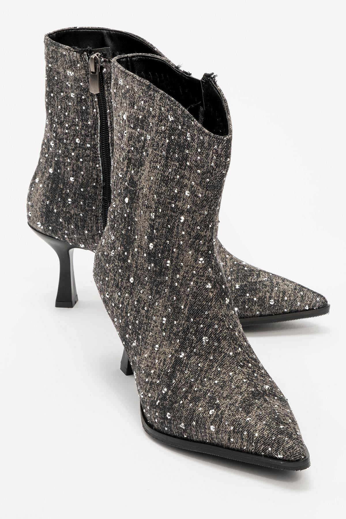 Kadın Topuklu Bot SİYAH KOT