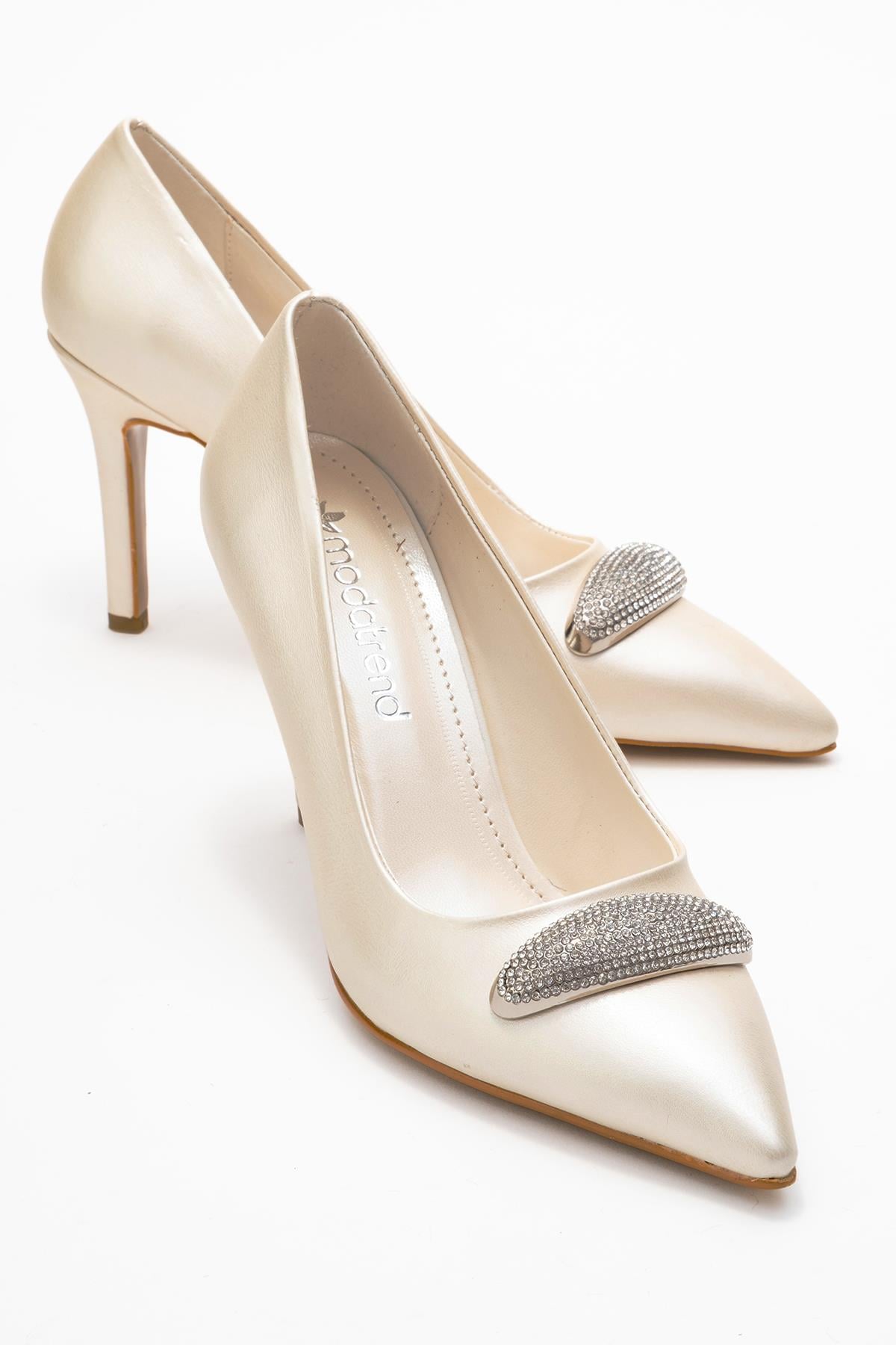 Taşlı Kadın Stiletto Ayakkabı SEDEF CİLT