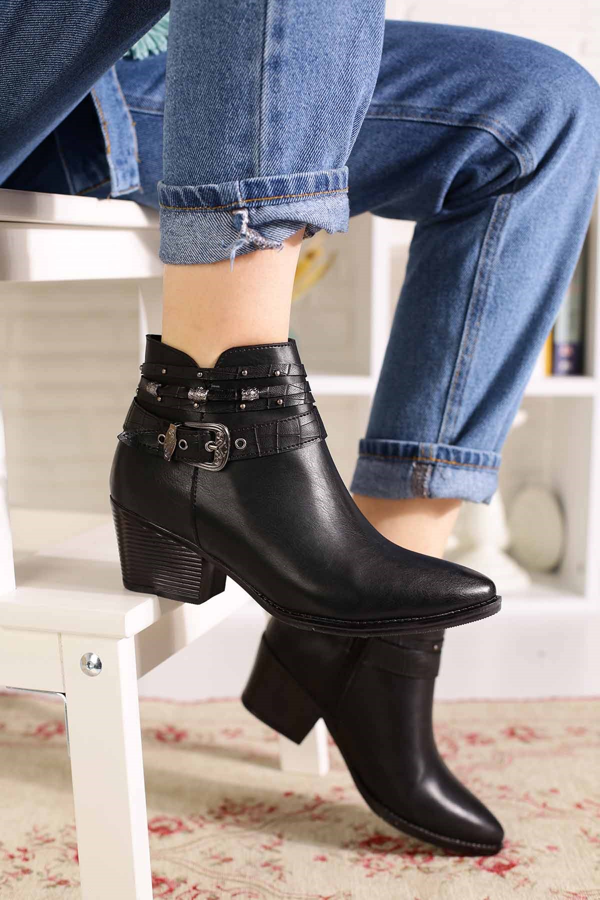 Bayan Bot - 5558 SİYAH CİLT