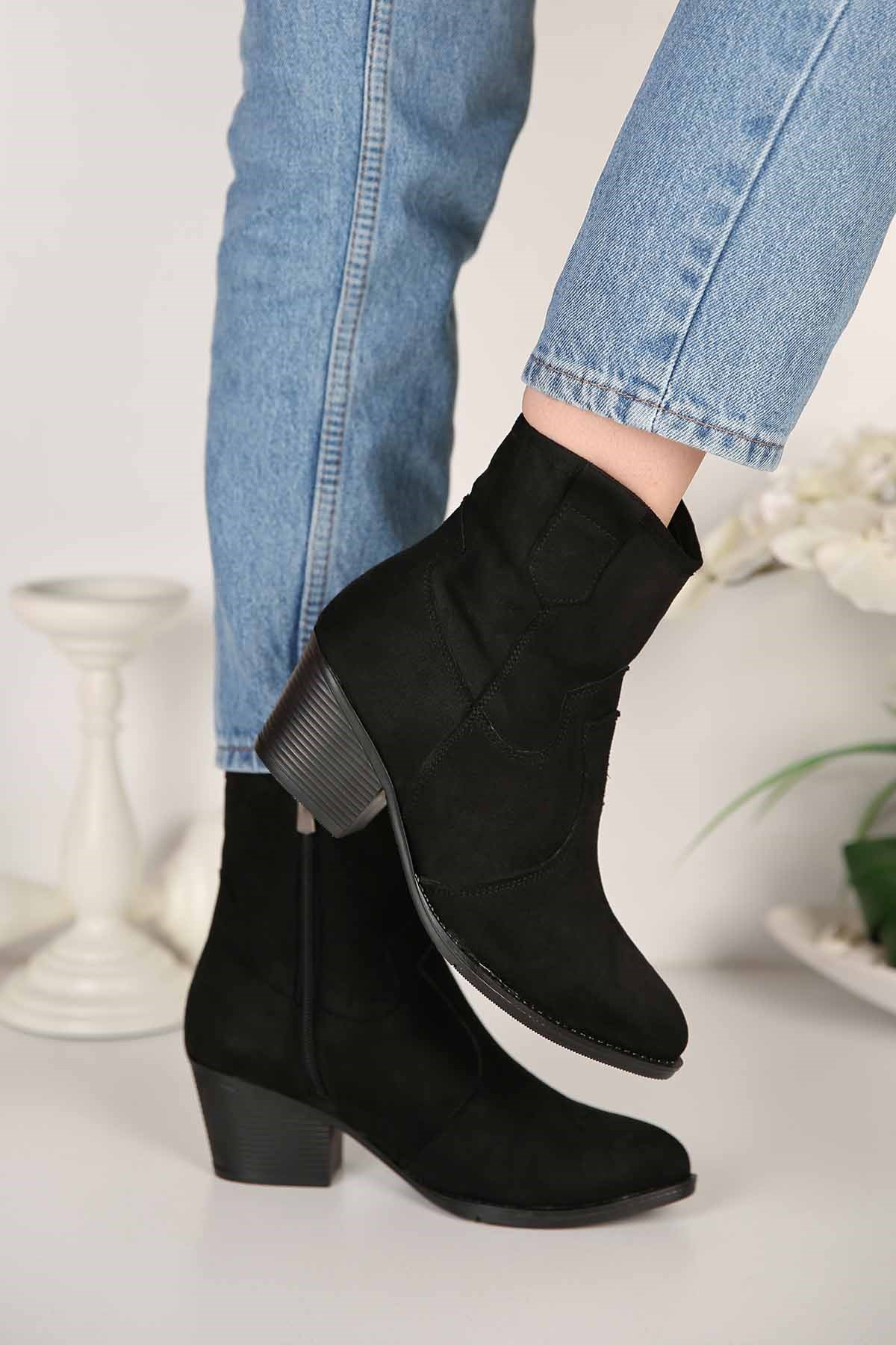 Bayan Bot - F005 SİYAH SÜET