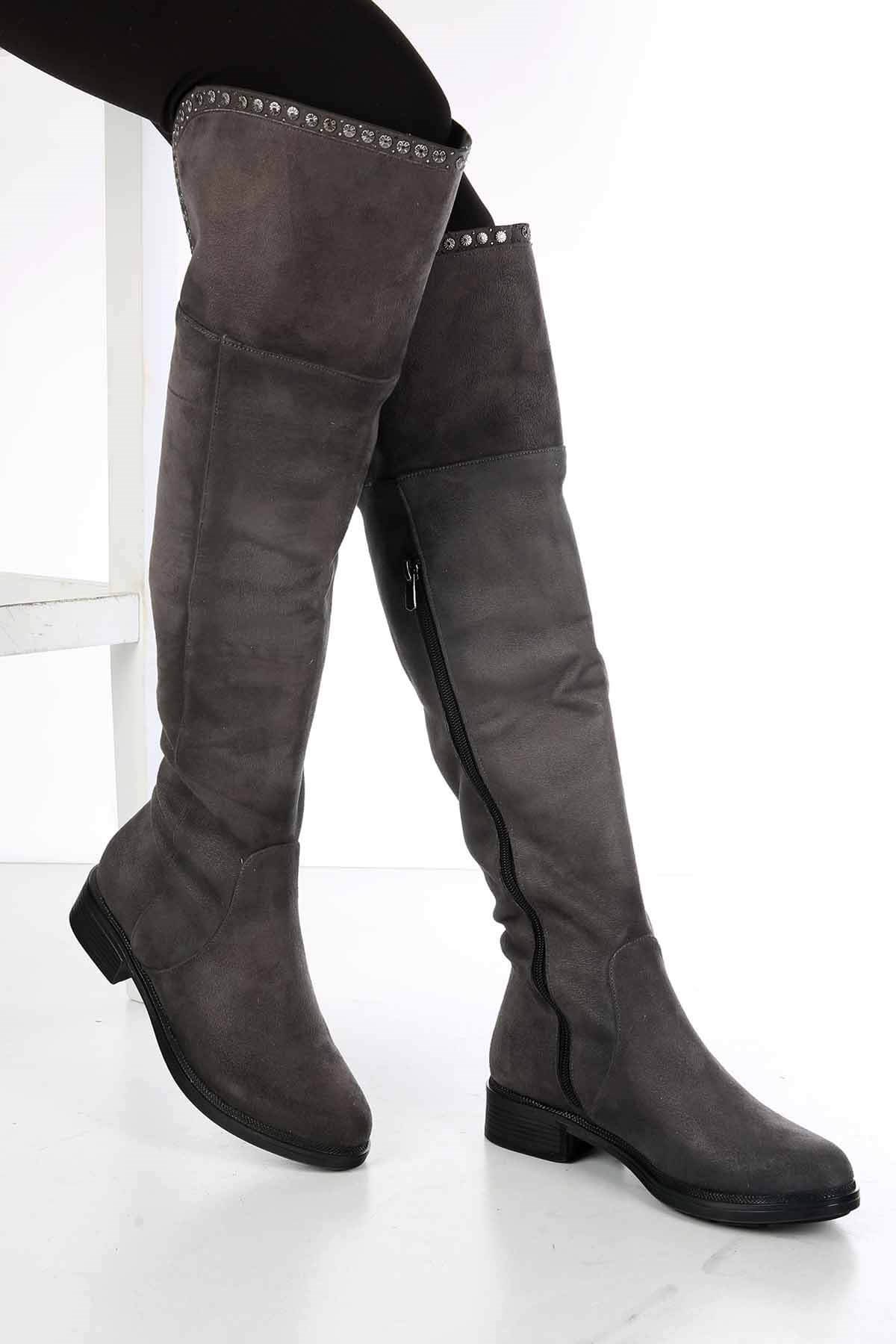 Bayan Çizme - 4169 GRİ SÜET