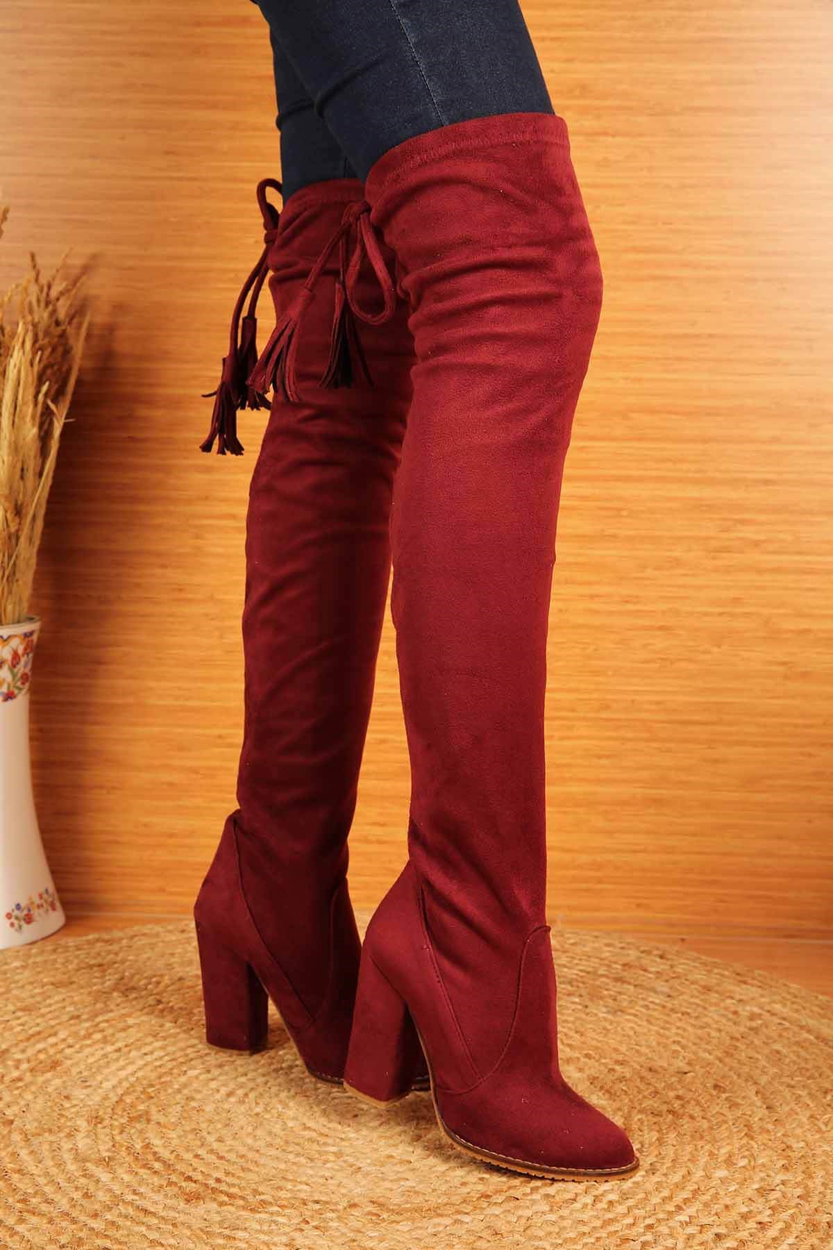Bayan Çizme - 4179 BORDO SÜET