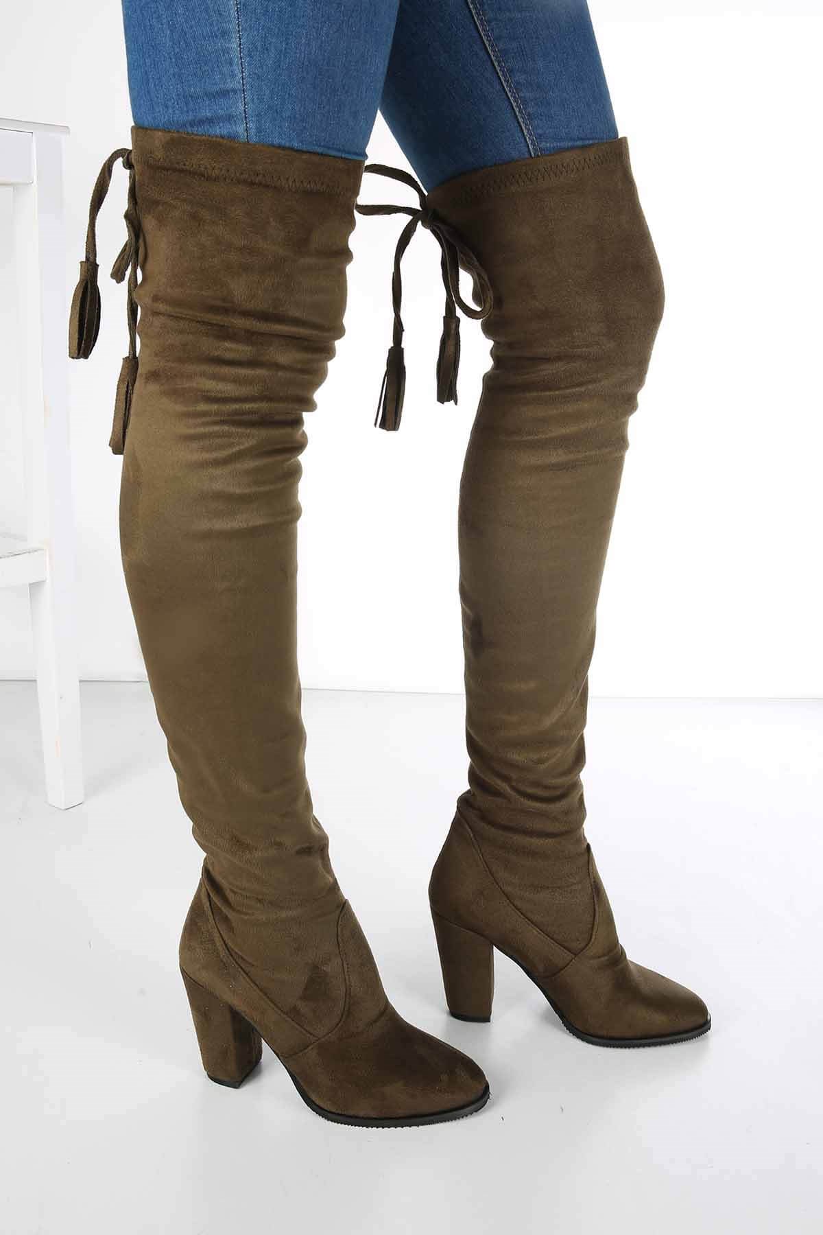 Bayan Çizme - 4183 HAKİ SÜET