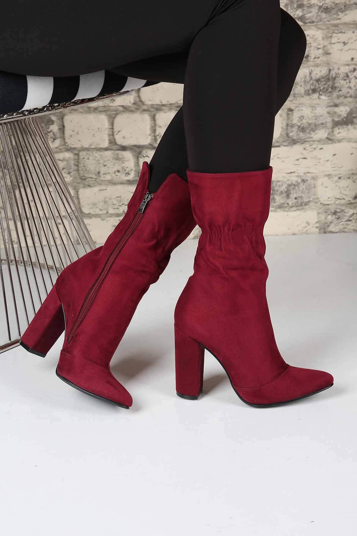 Bayan Çizme - 5544 BORDO SÜET
