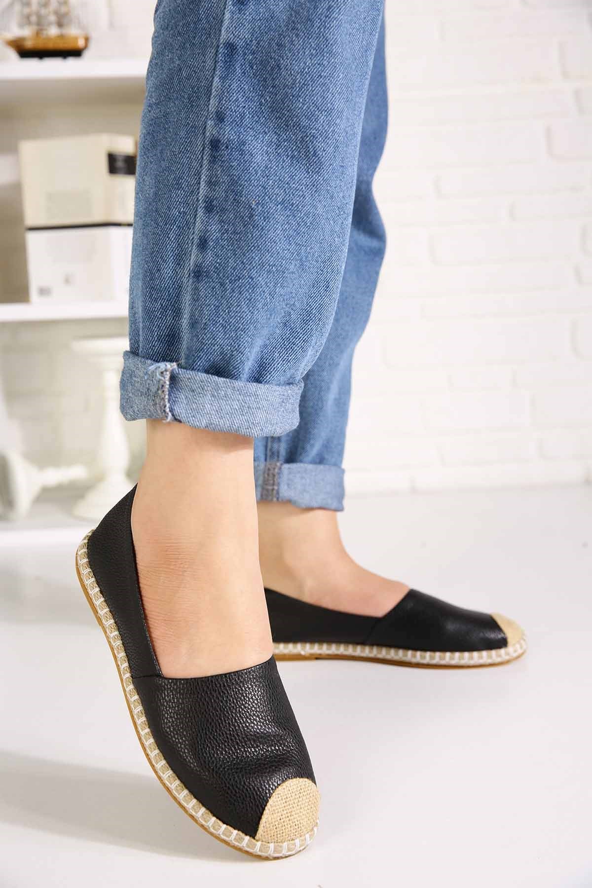 Bayan Günlük Espadril - 6264 SİYAH CİLT