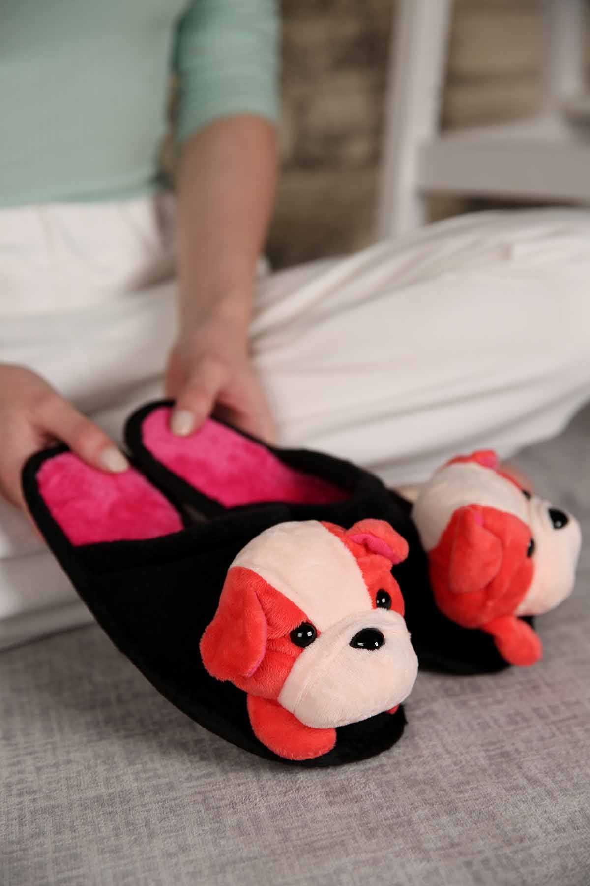 Bayan Köpekli Ev Terliği NAR ÇİÇEĞİ