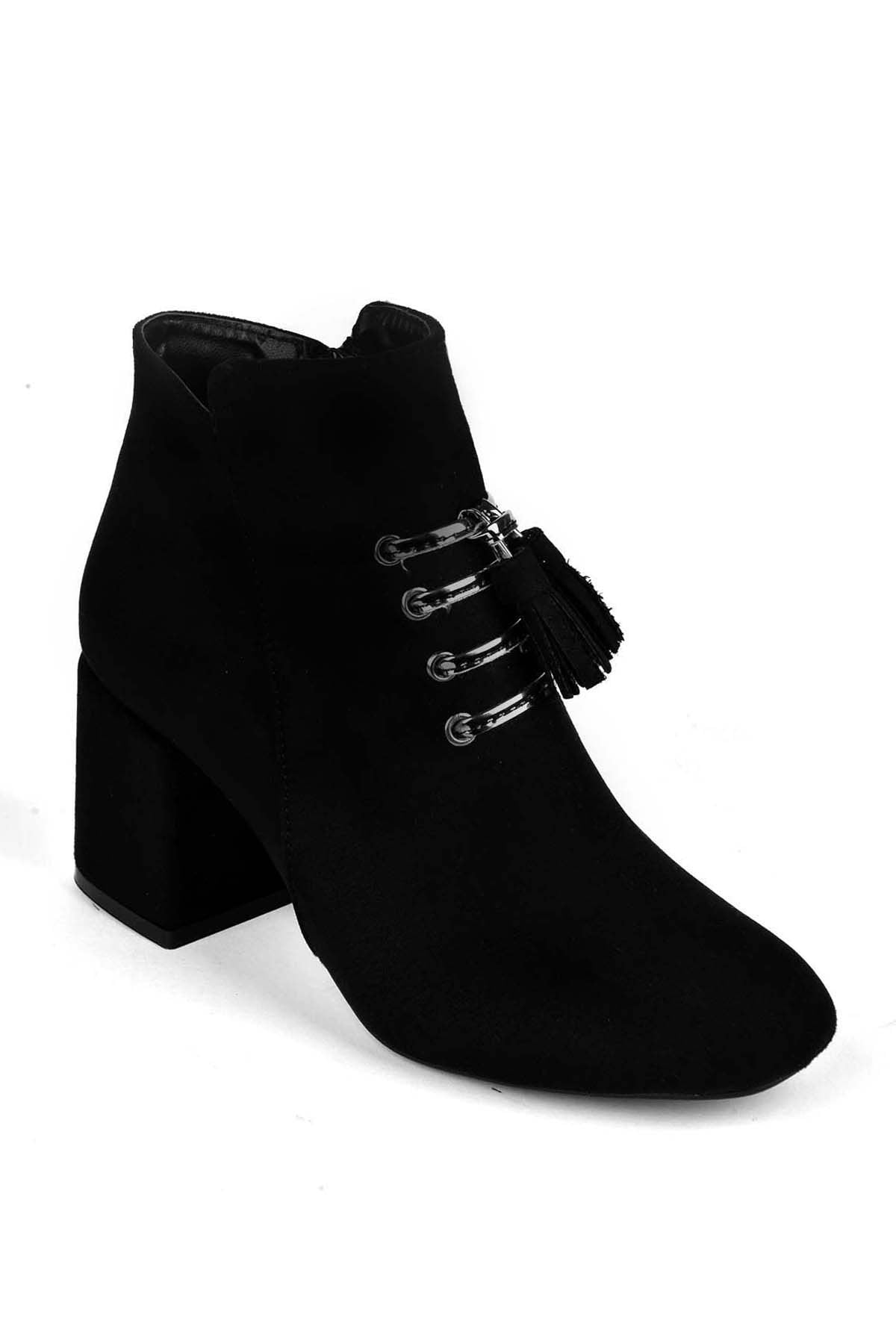 Bayan Püsküllü Bot - 2981  SİYAH SÜET