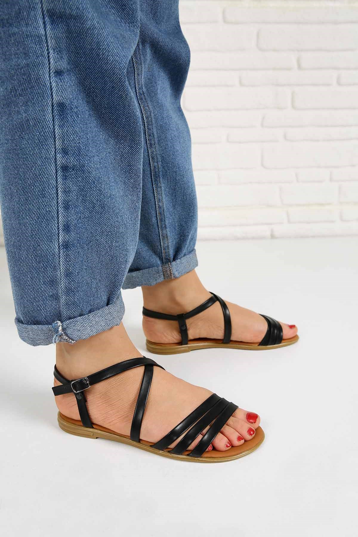 Bayan Sandalet - 1920 SİYAH CİLT