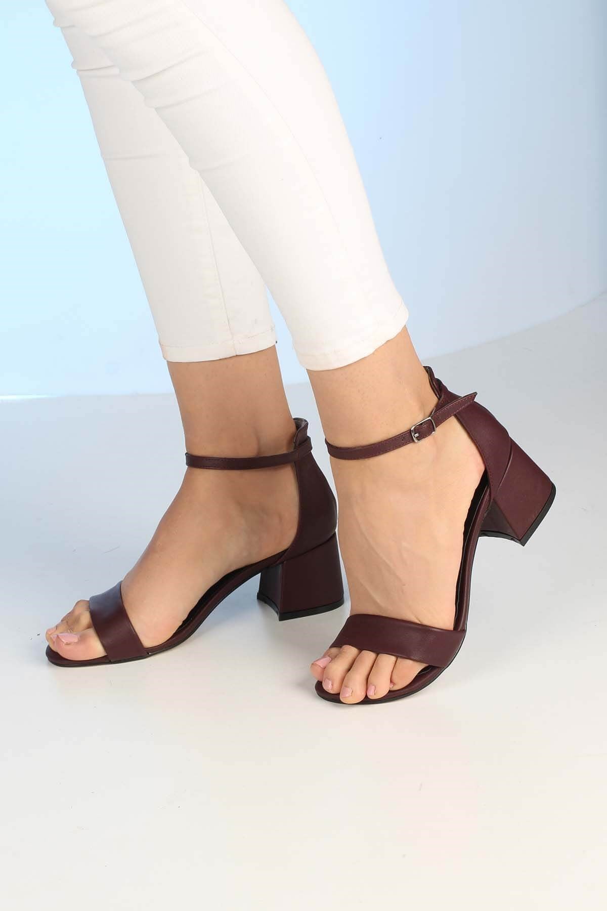 Bayan Sandalet - 3367  BORDO CİLT