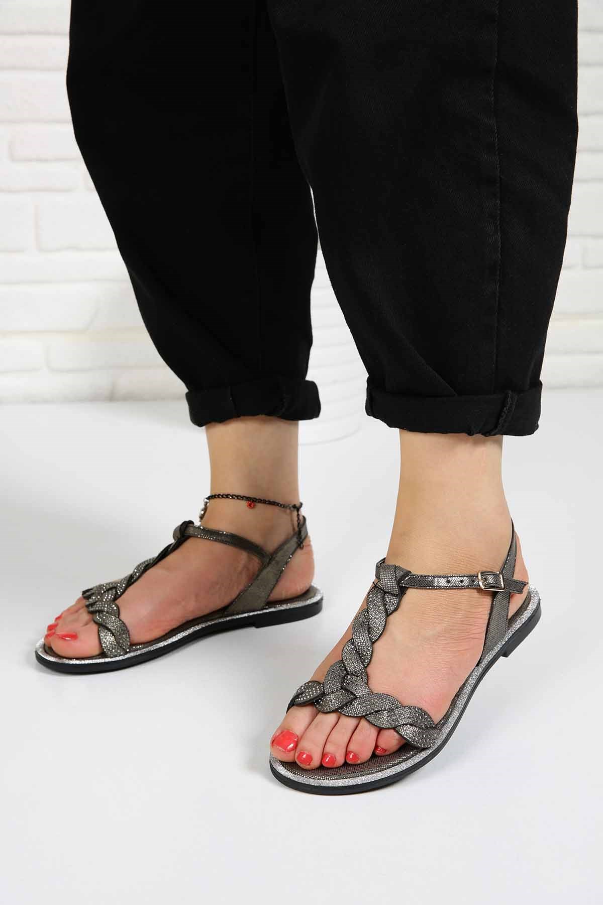 Bayan Sandalet - R1024 PLATİN BASKILI