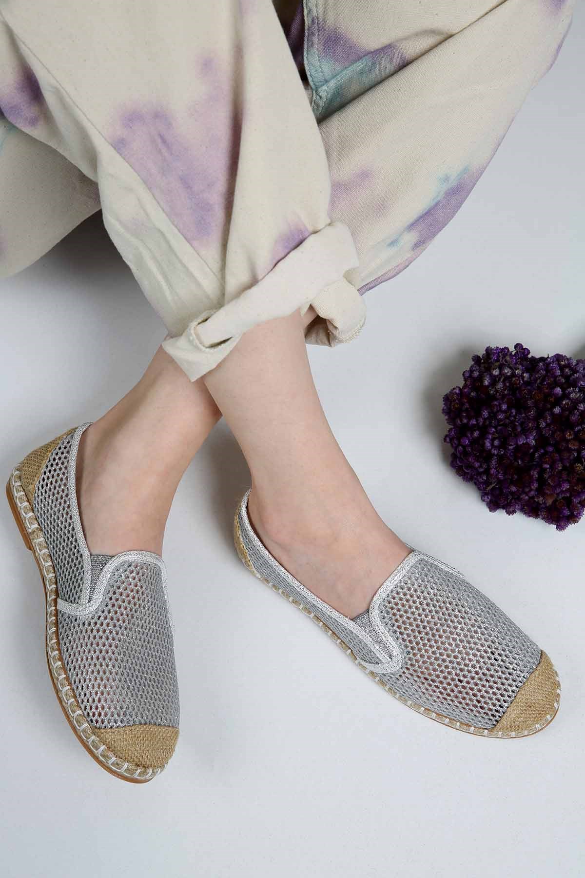 Bayan Simli File Espadril 7123 GÜMÜŞ