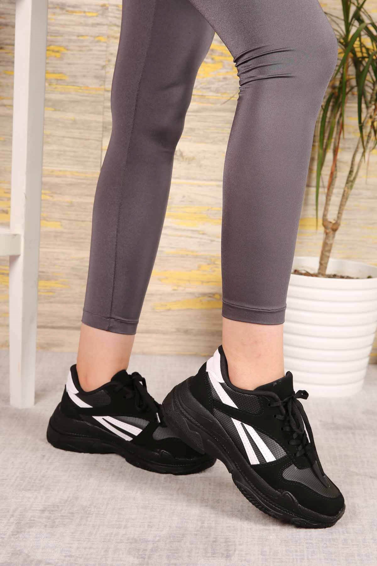 Bayan Spor - Z010 SİYAH NUBUK BEYAZ MAT