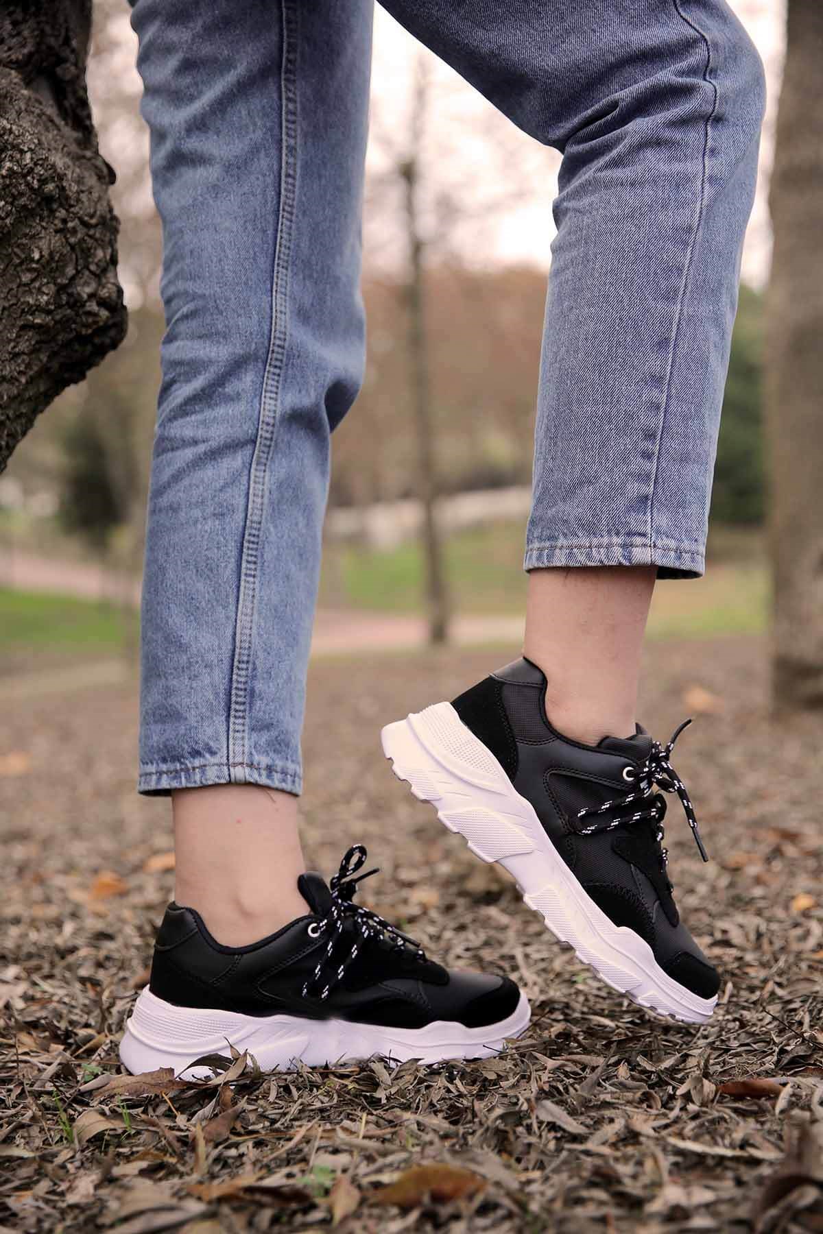 Bayan Spor Ayakkabı  - R375 SİYAH BEYAZ