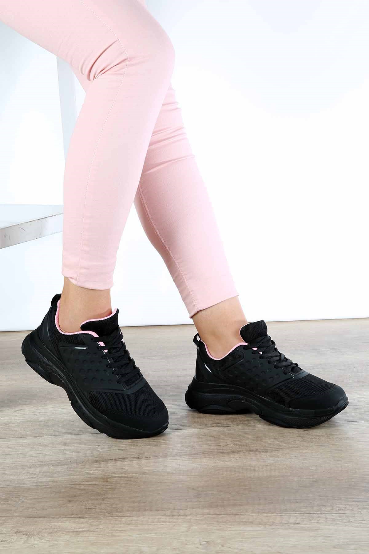 Bayan Spor Ayakkabı - 1804 SİYAH PEMBE