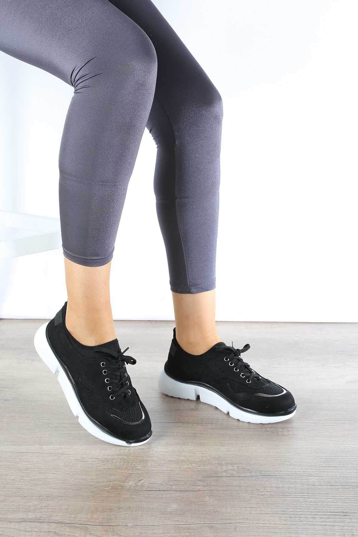 Bayan Spor Ayakkabı - 3653 SİYAH SÜET