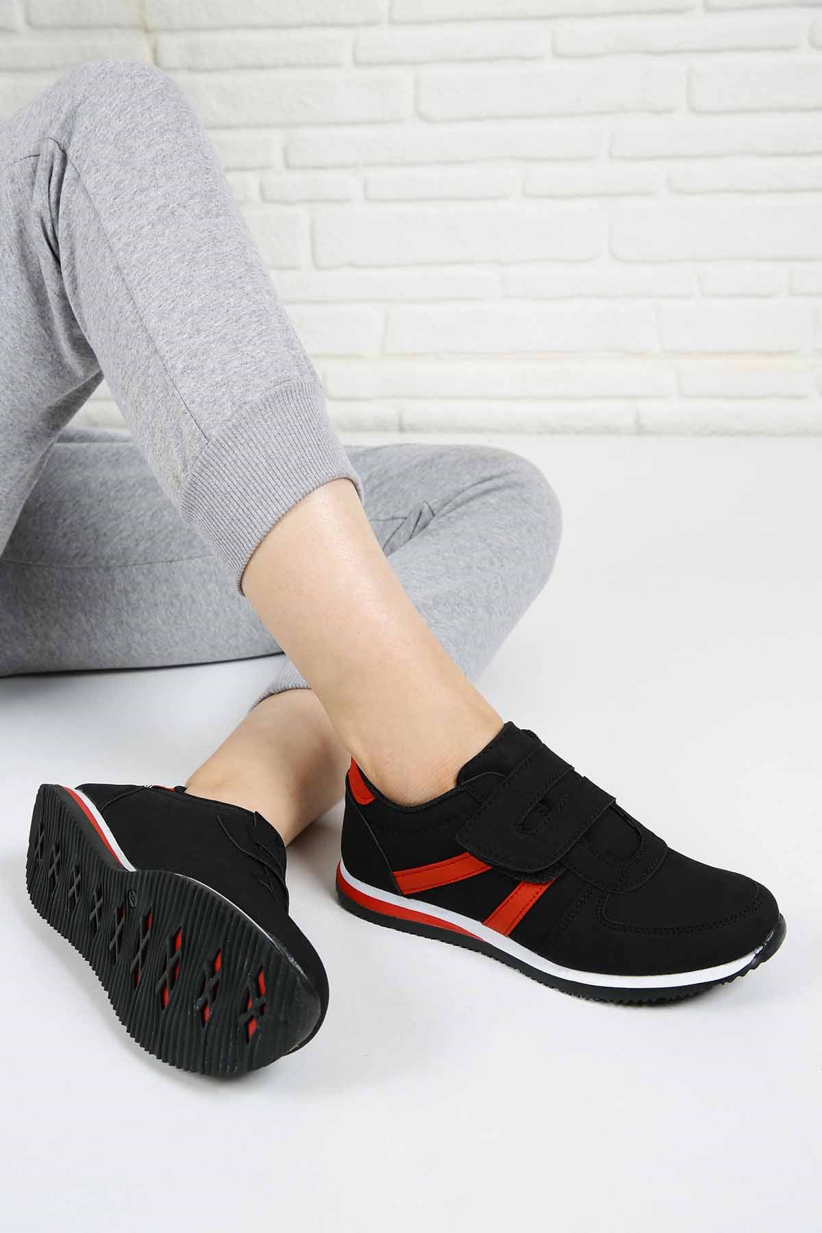 Bayan Spor Ayakkabı - Y401 SİYAH KIRMIZI
