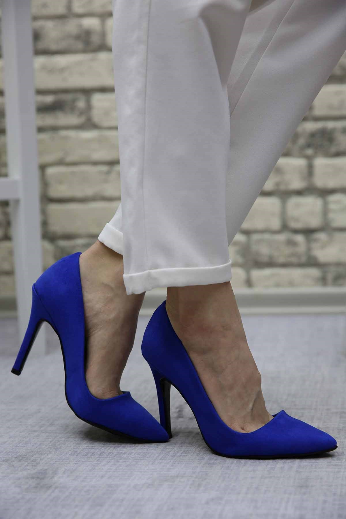 Bayan Stiletto  Ayakkabı SAX SÜET