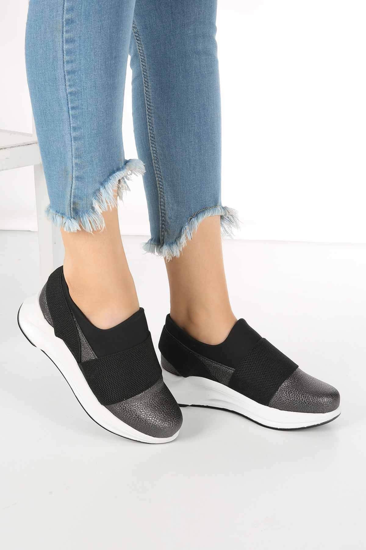 Bayan Streçli Günlük Ayakkabı  - 2949 PLATİN SULTAN