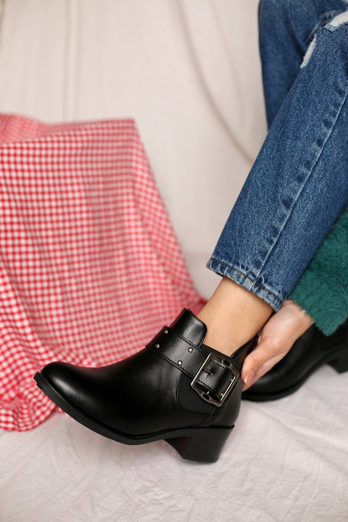 Bayan Tek Tokalı Bot SİYAH CİLT