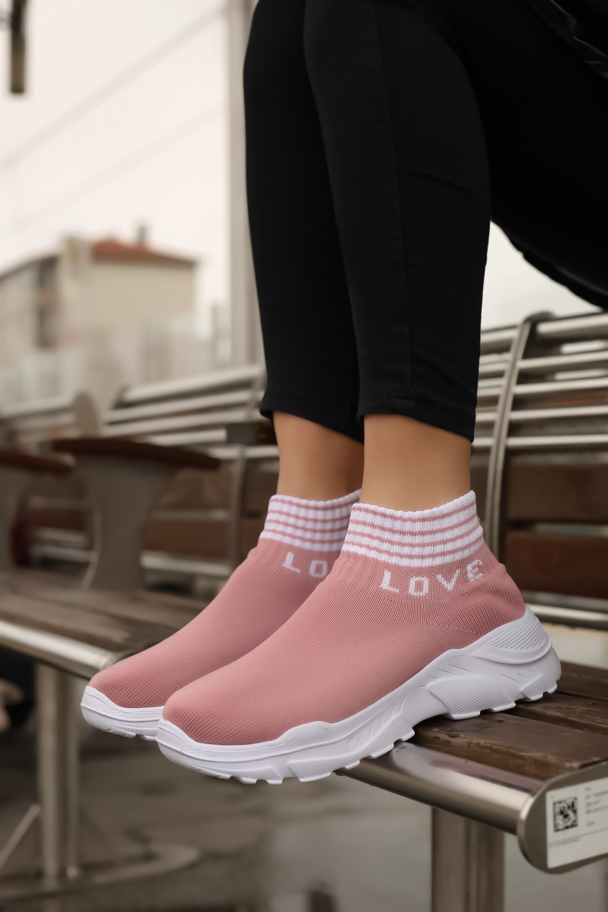 Bayan Triko Spor Ayakkabı - B-001 PUDRA