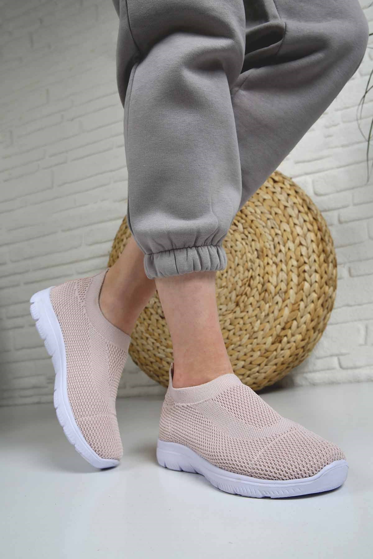 Bayan Triko Spor Ayakkabı - N049 PUDRA
