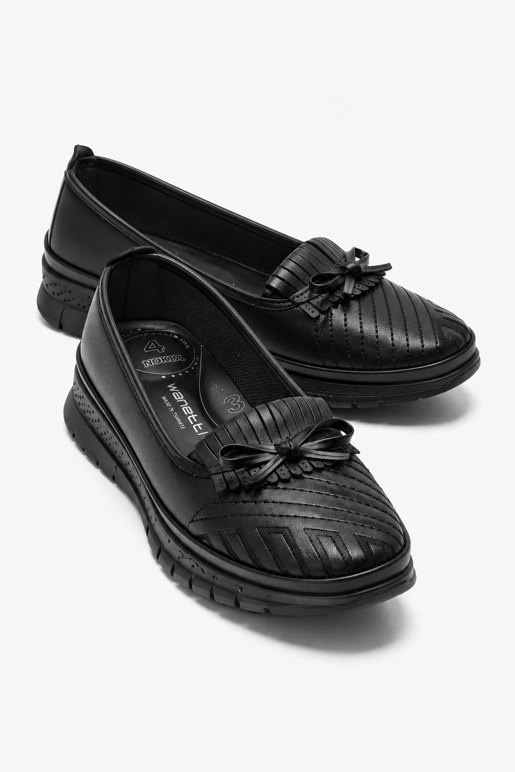 Bıyıklı Püsküllü Atom Poli Kadın Günlük Ayakkabı SİYAH CİLT