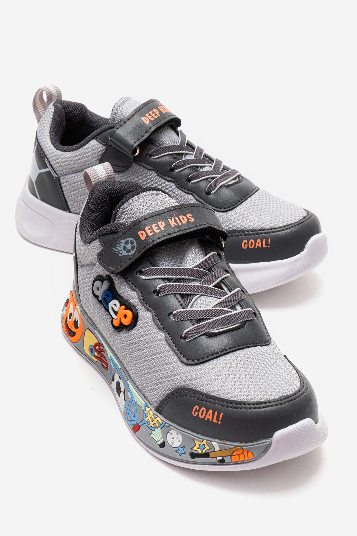 Çocuk Anorak Resimli Cırtlı Spor Ayakkabı 31-35 BUZ FÜME